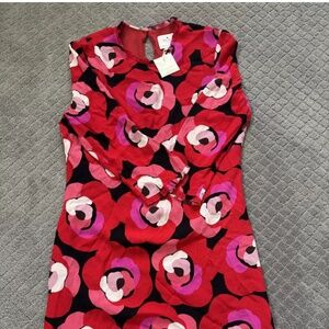Kate Spade Women Shift Dress 8 Multicolor Floral Back Zip Round Neck